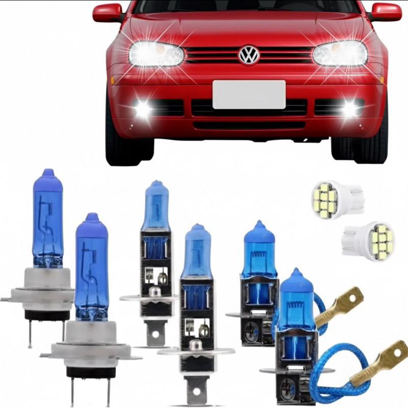 Kit Lampadas Golf Sapao 99 2000 2001 2002 2003 2004 2005 2006 Super Brancas Farol H7 H1 Milha H3 55w
