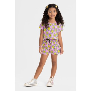 Conjunto Infantil Menina Roupa de Criança Feminina Short e Cropped Em Conton Malha Premium l16 em Oferta na Shopee