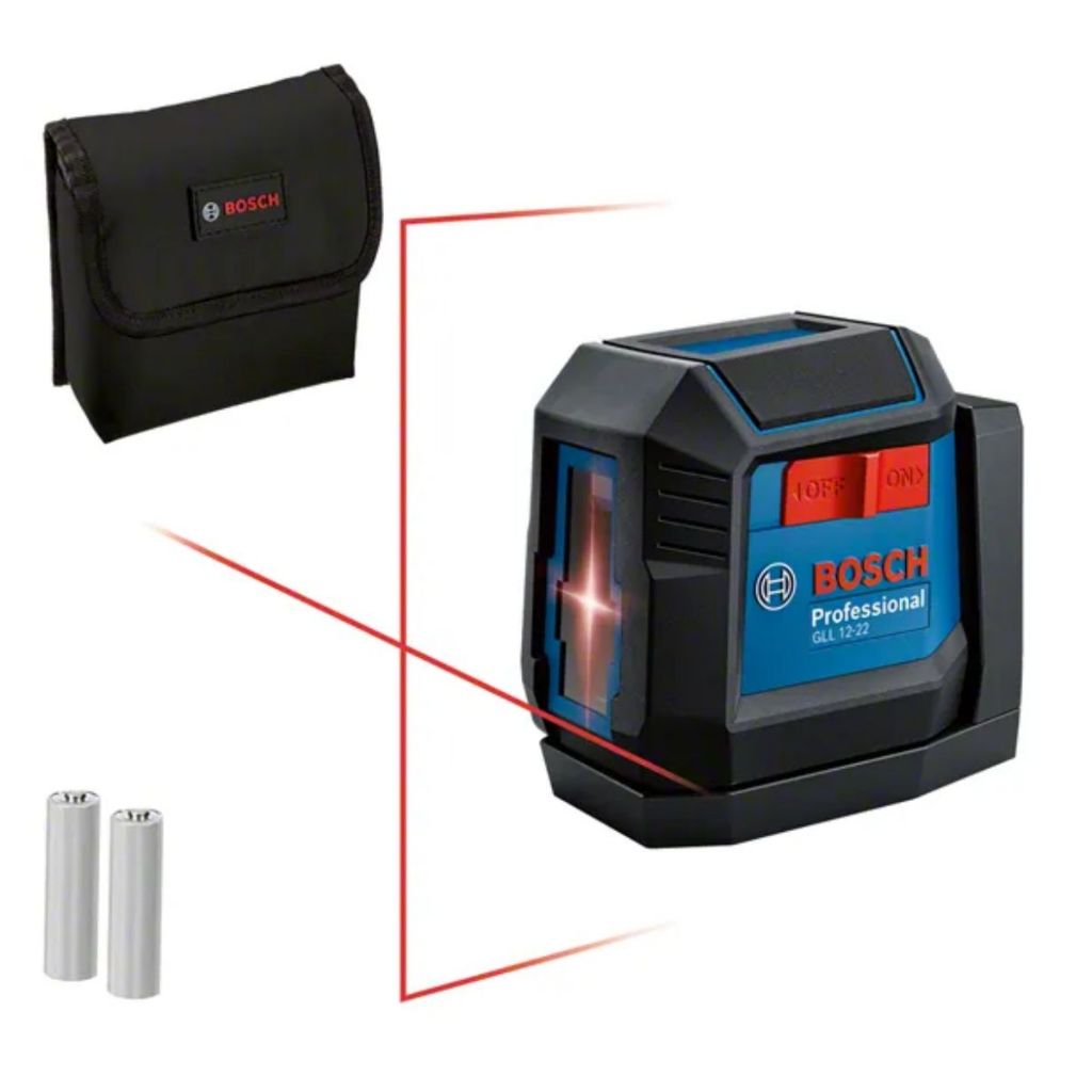 Nível Laser GLL 12-22 Bosch 12 Metros Esquadro 2 Linhas Vermelho IP55