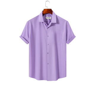 Camisa Masculina Casual Social de Manga Curta Lisa com Bolso em Poliéster Levemente Elástico em Oferta na Shopee