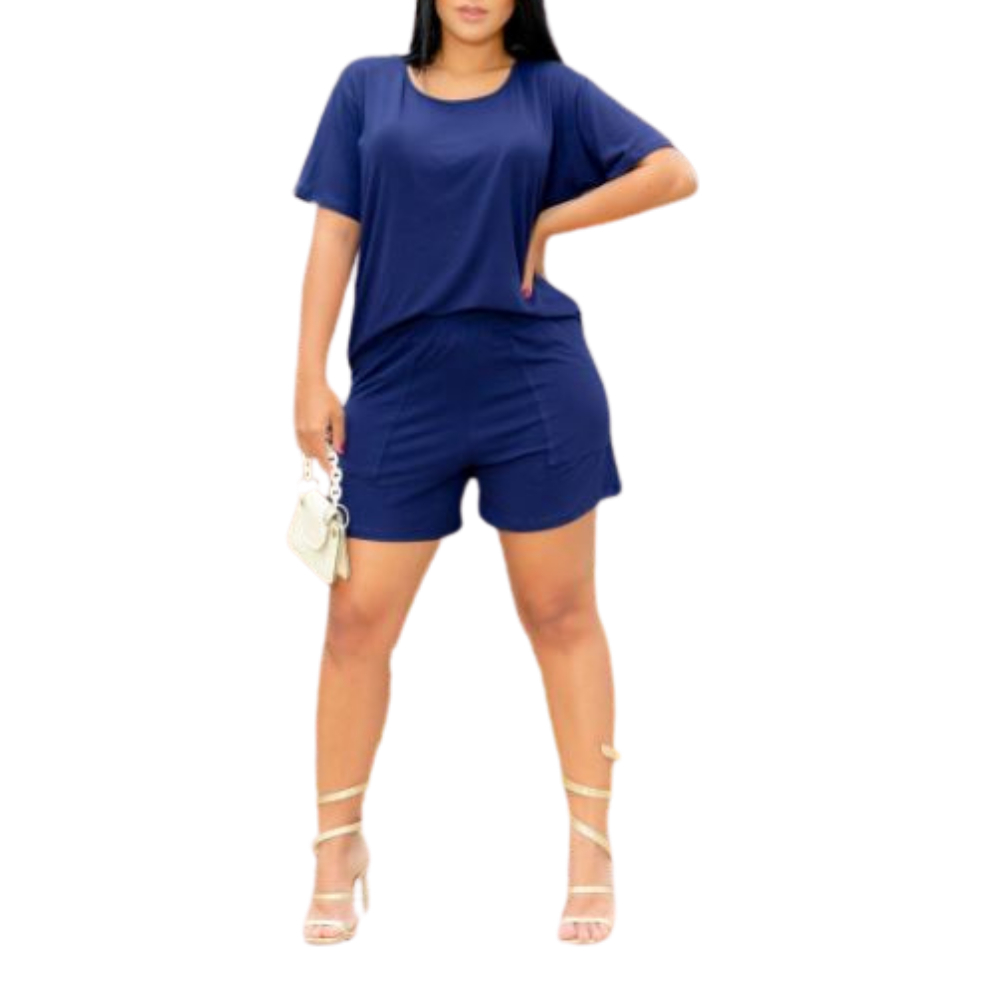 Conjunto Feminino Shorts e Blusa Mullet Cintura Alta Modelagem Solta