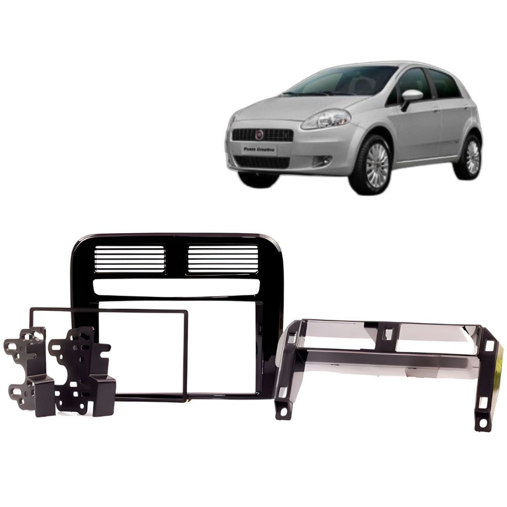 Moldura 2 Din Punto 2008 à 2012 Black Piano Painel Central Multimidia Mp5 Som Expex Autoplast Epx386