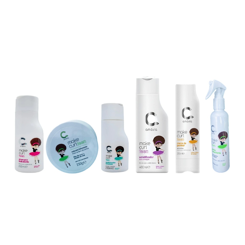 Kit Make Curl Kids - Shampoo + máscara + condicionador + spray + creme de pentear + umidificador