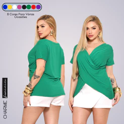 Blusa Feminina Transpassada Dia A Dia Envelope Manga Curta Verao Amamentação