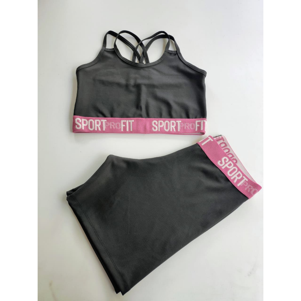 CONJUNTO ELÁSTICO ACADEMIA SUPLEX FEMININO  BERMUDA CÓS ALTO FEMININO TOP COM ELÁSTICO  ALÇA DUPLA