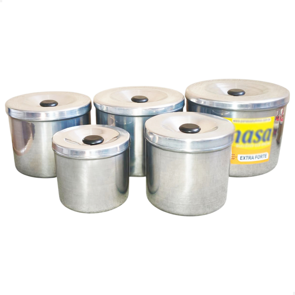 Kit 5 Potes Guarda Mantimentos Comida Reforçado Extra Forte Grãos Arroz Feijão Café Açúcar Cereais