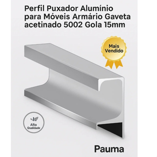 Puxador Móveis Alumínio Armário Gaveta Acetinado 5002 Gola Pauma 15mm em Oferta na Shopee