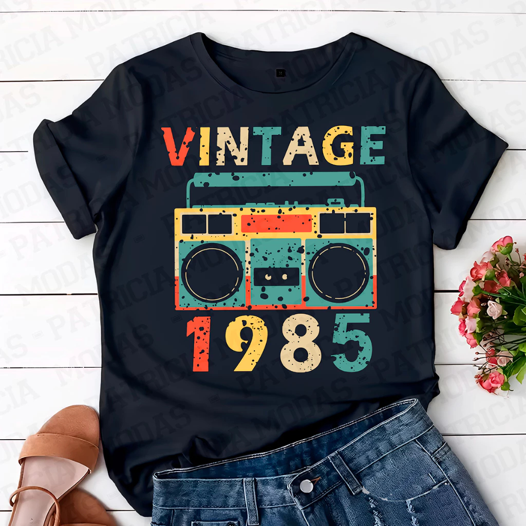 Camiseta Unissex Vintage 1985 1005 Algodão Casual Basico T-shirt