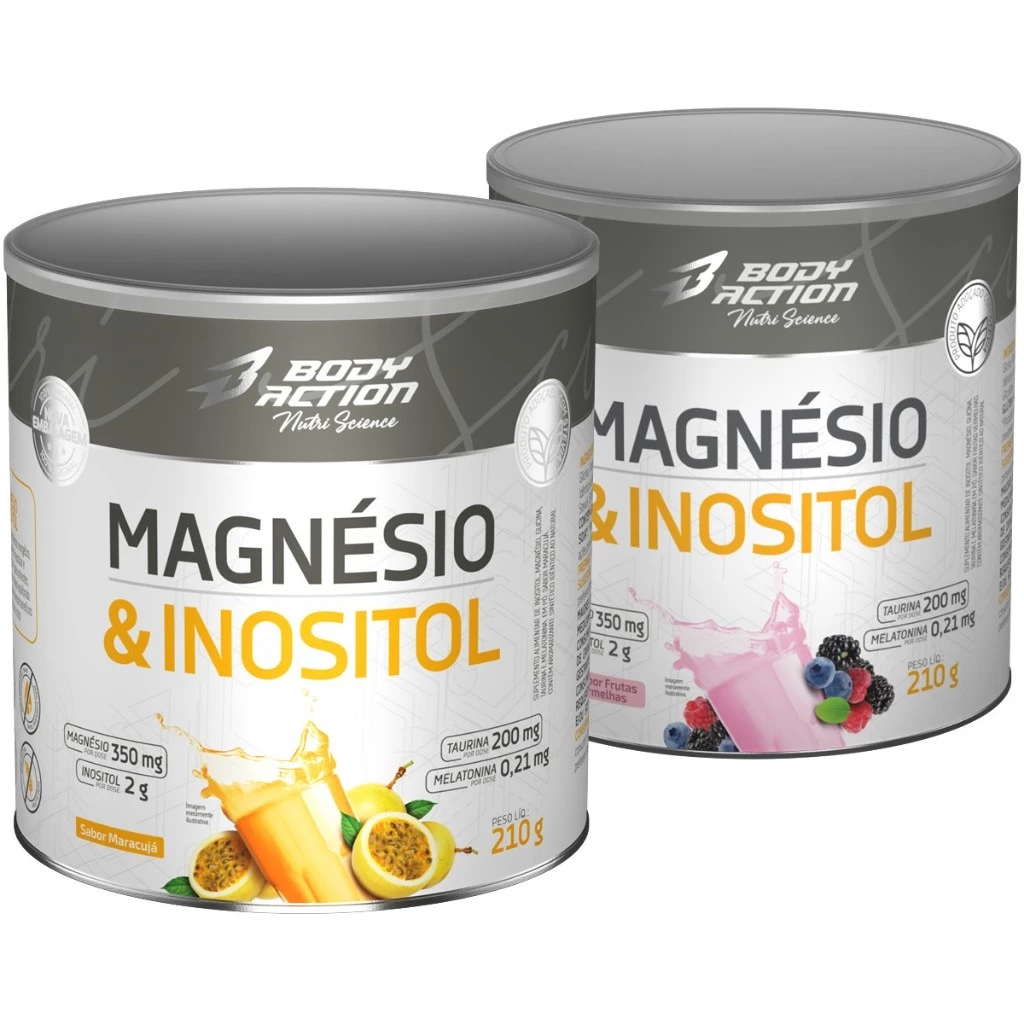 Kit 2x Magnésio & Inositol Com Melatonina 210g Bodyaction — imagem 1