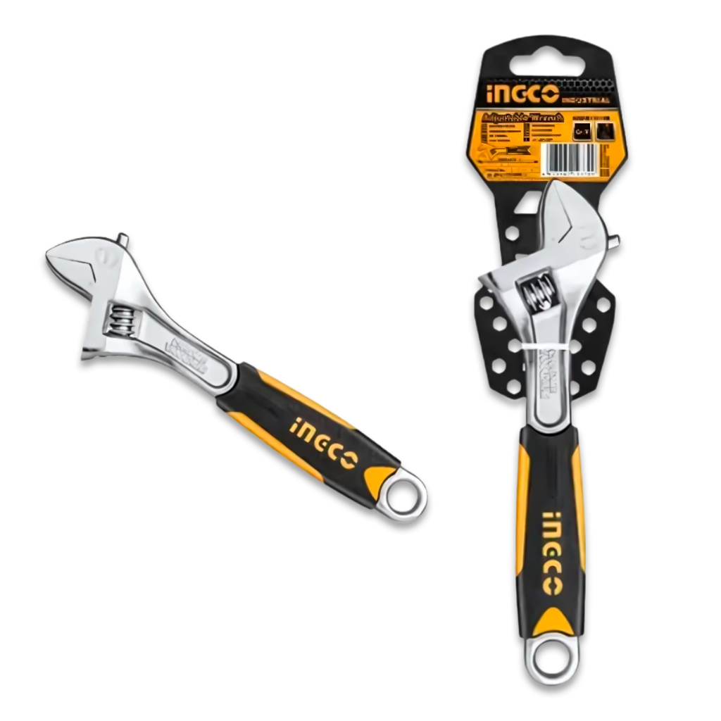 Chave Ajustável Ingco 12 Pol 300mm CrV Cabo Emborrachado Abertura 34mm HADW131128