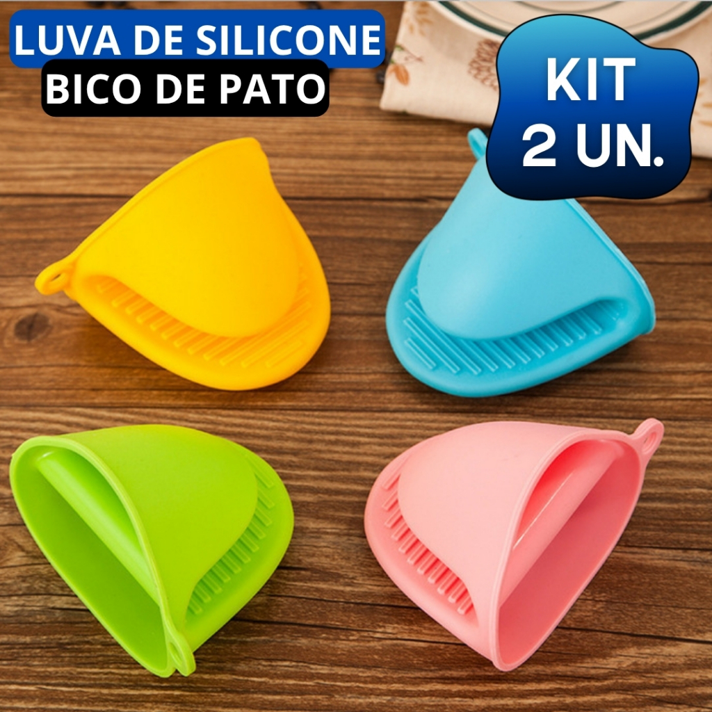 Kit 2 Luvas de Silicone Térmica Para Cozinha Anti-Queimadura Para Forno e Fogão