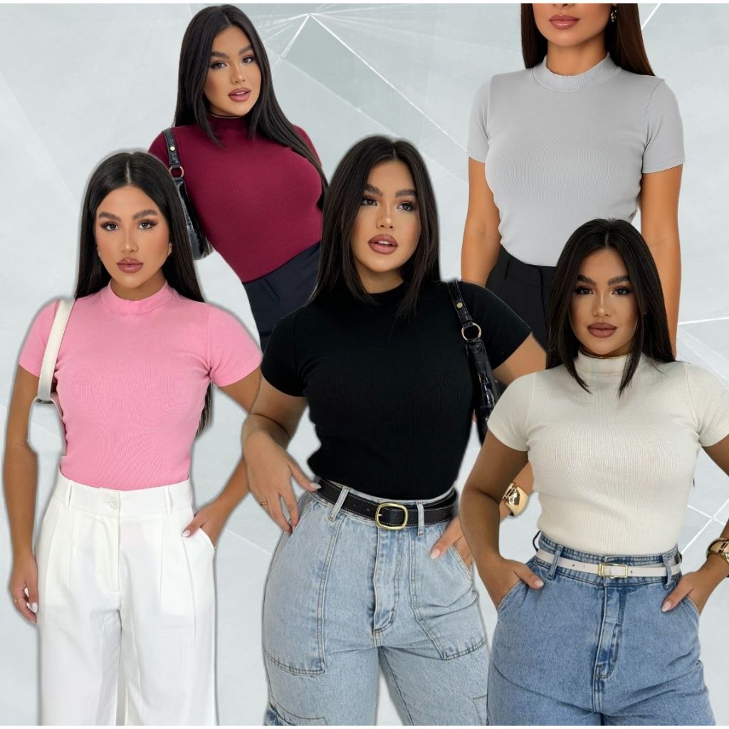 Blusa Feminina Blusinha Basica Lisa Babylook e Coladinha Casual Moda