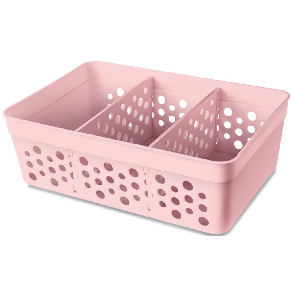 Kit 2 Cestos Com 2 Divisórias Removíveis 17x11x5,5cm Caixa Organizadora Multiuso Usual Utilidades