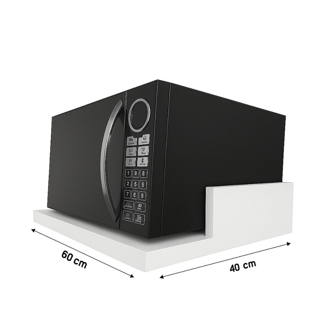 Suporte de Microondas/Forninho, Forno Eletrico Nicho Cozinha Lanchonete Restaurante, Organizador Parede MDF 60X40 Branco