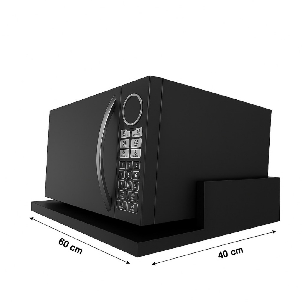 Suporte de Microondas/Forninho, Forno Eletrico Nicho Cozinha Lanchonete Restaurante, Organizador Parede MDF 60X40 Preto.