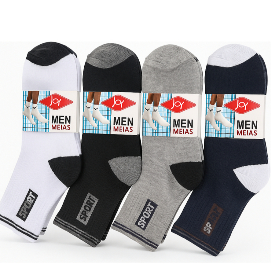 Kit Meias Masculina Cano Longo Grosso Confortável Kit com 3, 6 ou 12 pares