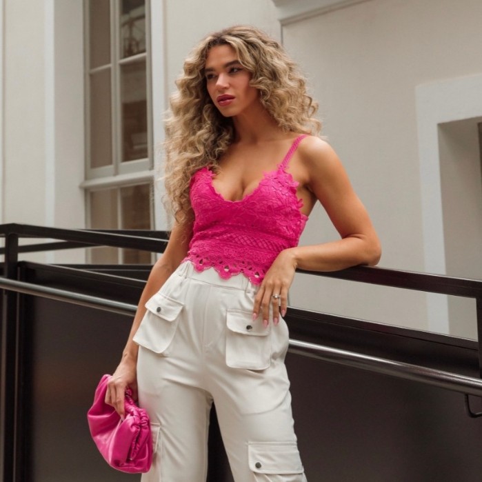 Cropped Feminino Renda Blusa Floral Amarração Primavera Festa Verão Look Ano Novo