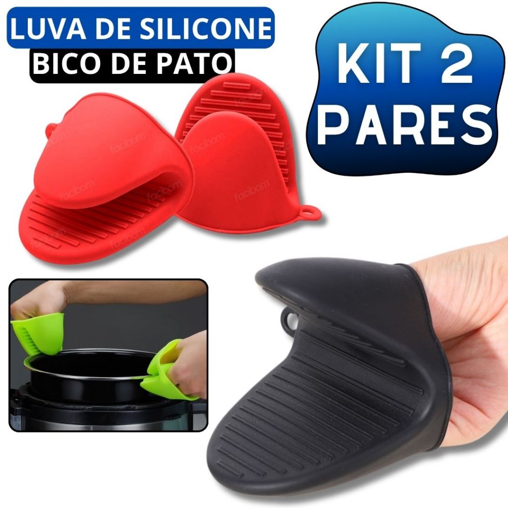 Kit 2 Pares De Luvas Térmicas De Silicone Cozinha Forno Fogão Quente Alta Temperatura