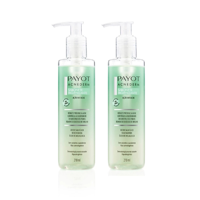 Payot Acnederm Kit 2 Sabonete Facial Higienizante Ação Antiacne Antioleosidade 210ml