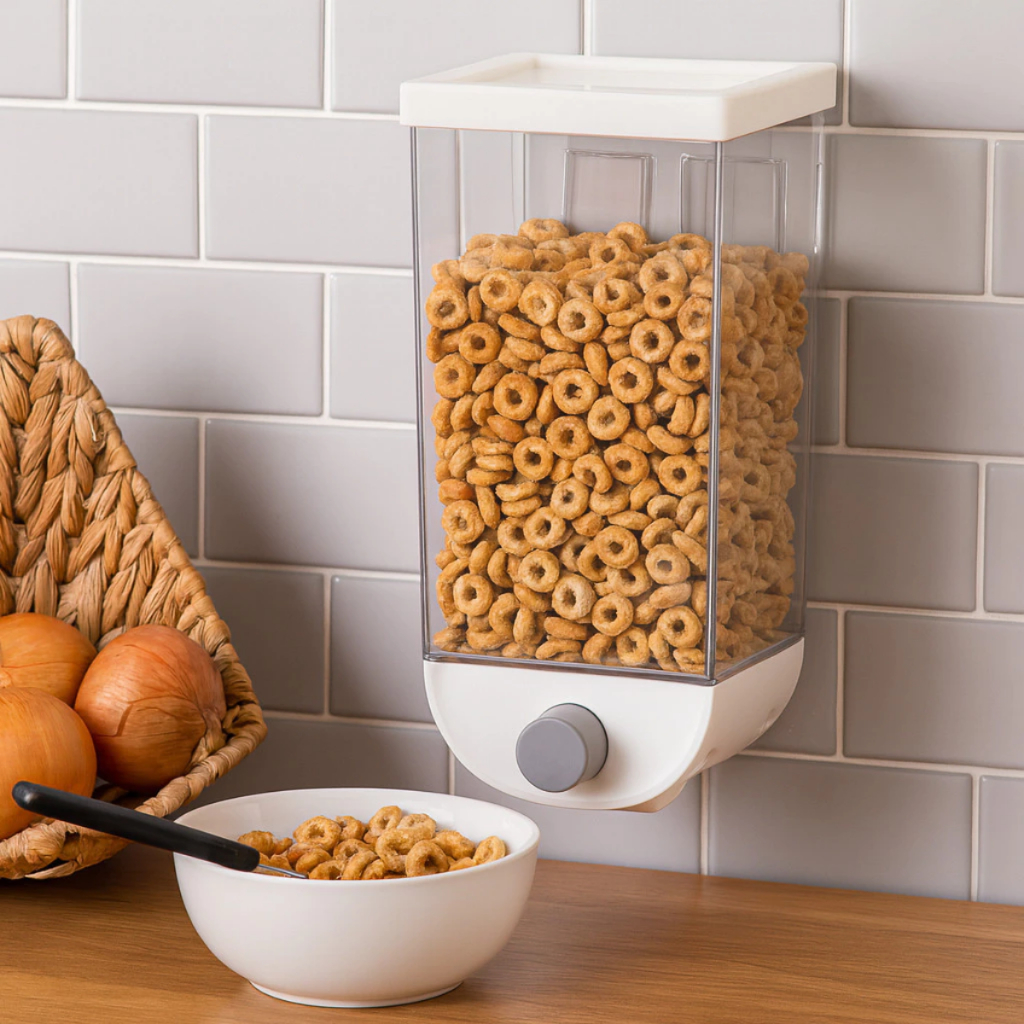 Dispenser Suspenso Multiuso 1500ml Organizador de Mantimentos Arroz Grãos Café Prático e Higiênico