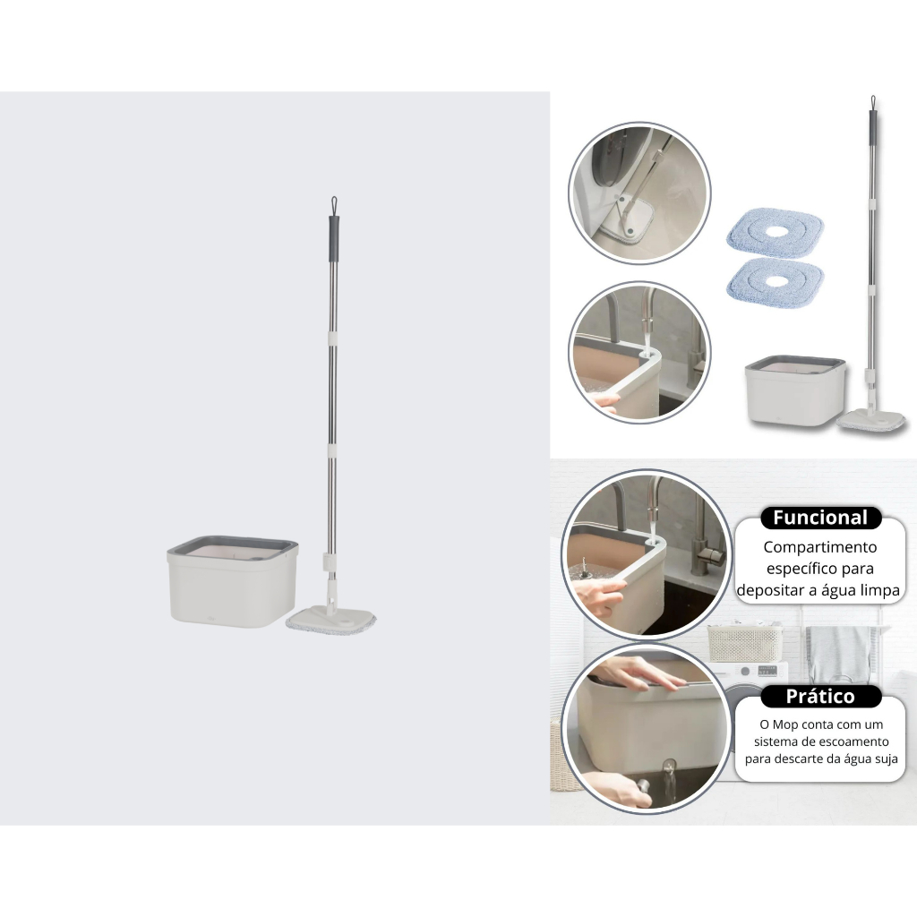 Mop Giratório Agua Limpa e Agua Suja Separadas Linha Flow - OU MG100BGF em Oferta na Shopee