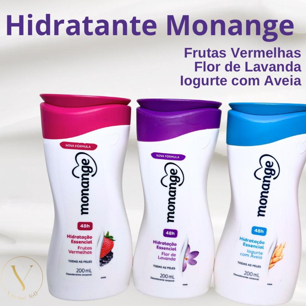 Hidratante Monange 200ml – Hidratação 48h Frutas Vermelhas / Lavanda / Iogurte com Aveia em Oferta na Shopee