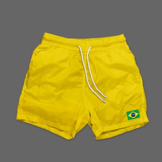 Short Tactel Brasil Com Bolso e Cordão Treino Corrida Academia Mauricinho Tactel Masculino Bermuda em Oferta na Shopee
