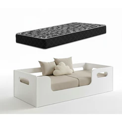 Cama Infantil Encanto Tamanho Solteiro Menino Menina Modelo Montessoriano Branco Em MDF Acompanha Colchão- AV