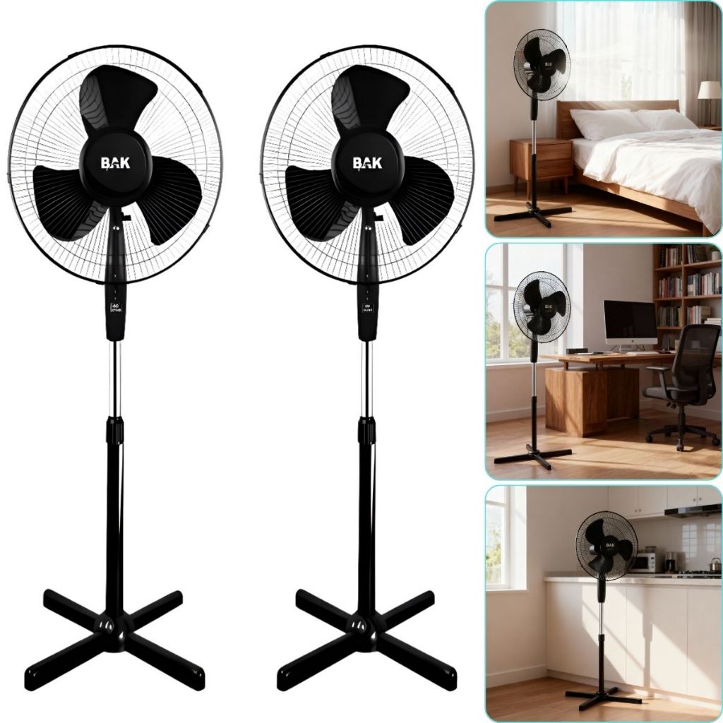 2 Ventilador Pedestal BAK 3 Hélices 110V ou 220V Escolher na Compra 45 W Potência 100% Ferro 60 Hz Silencioso
