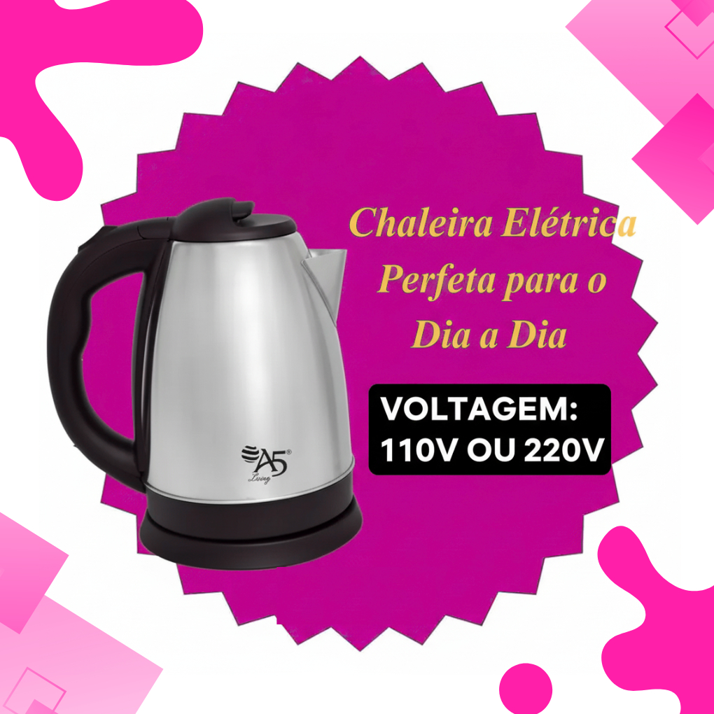 Chaleira Elétrica Térmica Bule Com Tampa Inox 1,8L 110/220V