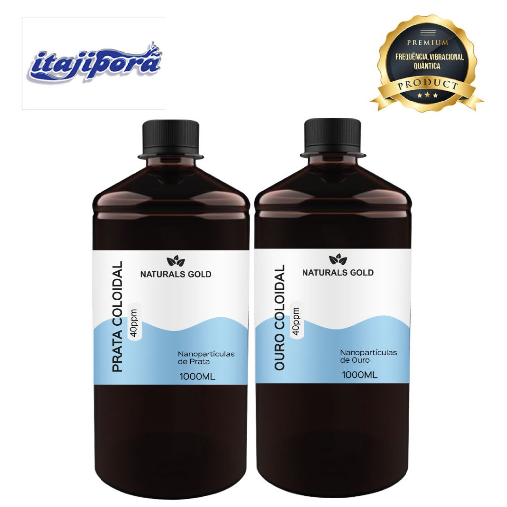 Prata Coloidal e Ouro Coloidal 40ppm 1000ml Frequênciada