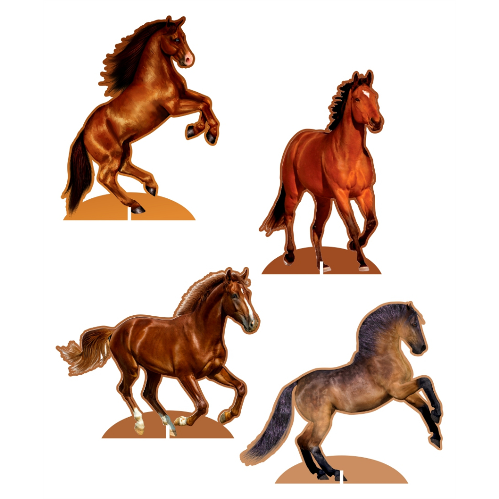 Kit 4 Displays Cavalo 20cm - Vinil Fosco - Totem Decoração Aniversário - ENVIO RÁPIDO em Oferta na Shopee