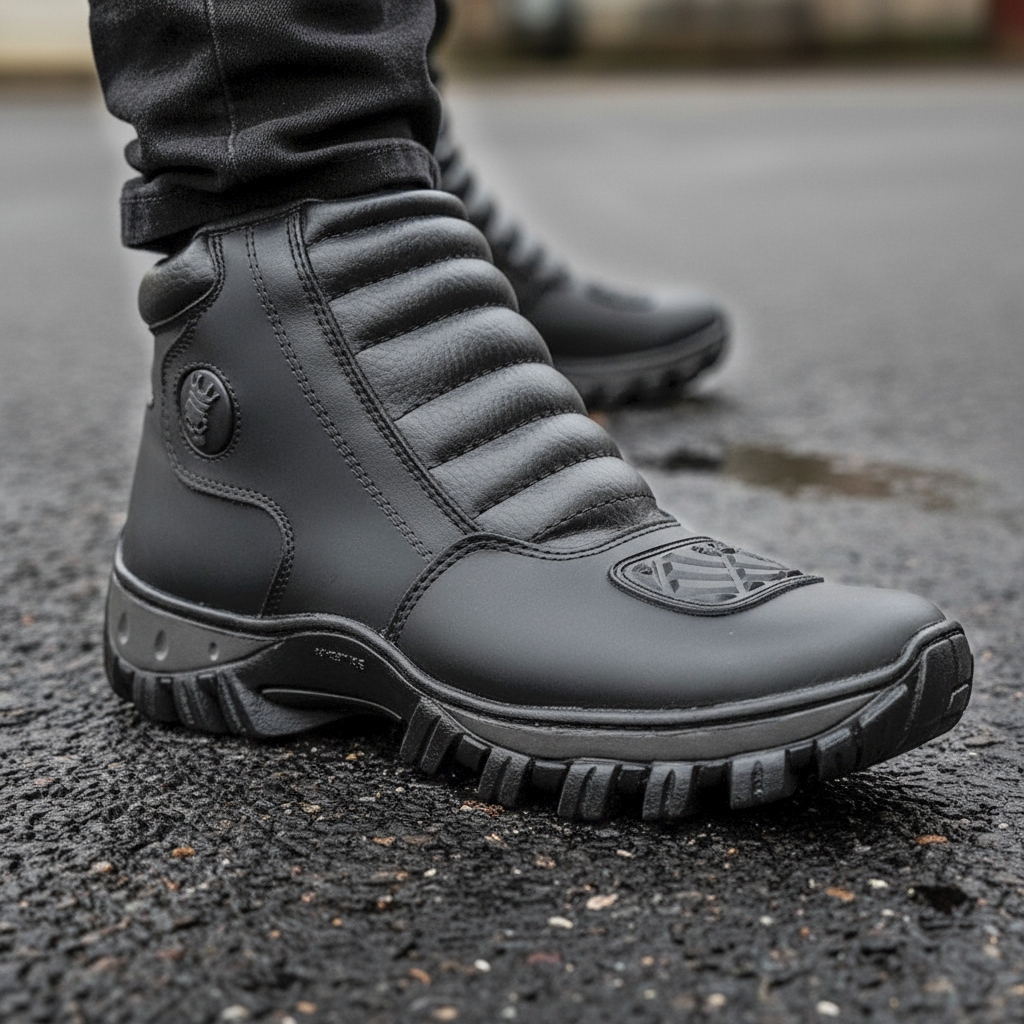 Bota Masculina Moto Motociclista Coturno Motoqueiro Motoboy Cano Baixo Curto Couro Legítimo