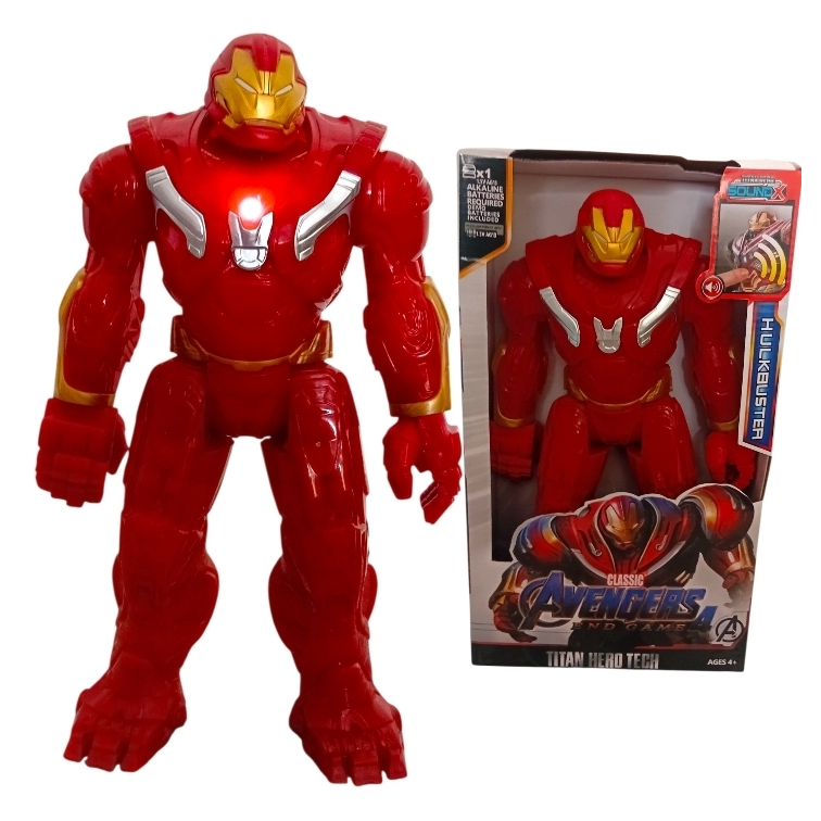Boneco Hulkbuster Vingadores Avengers Grande 30 Cm Articulado Luz E Som De Batalhas Lutas Heroes