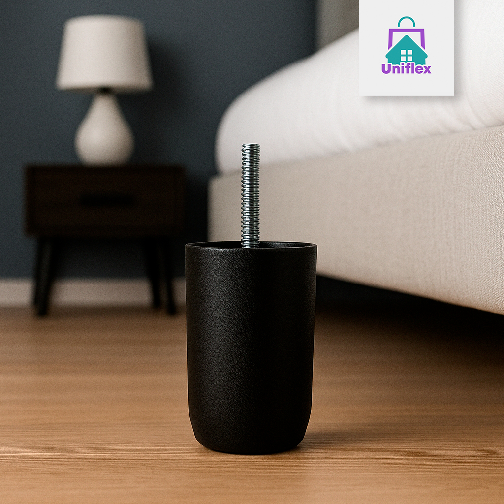 Pés Para Cama Box Kit 7 Unid Pezinho Madeira Maciça 6,5cm Casal e Solteiro – Cor Preto