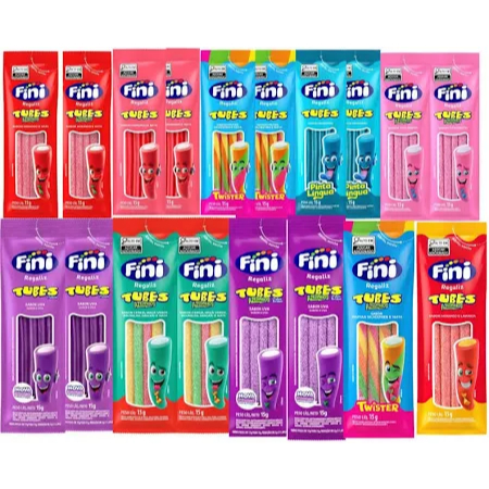 Kit Fini Balas 15g 20 Unidades Sabores Diversos  Tutti- Frutti, Frutas Silvestre e Nata Azedinho,Morango com Laranja