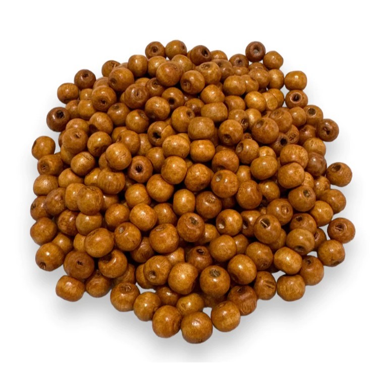 Bola Conta de Madeira 6/8mm Miçanga para Terço Pulseiras Japamala e Artesanato