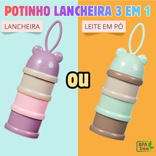 Lancheira Pote Empilhável 3 em 1 Porta Leite em Pó c/ Dosador Escola Bebê Infantil em Oferta na Shopee