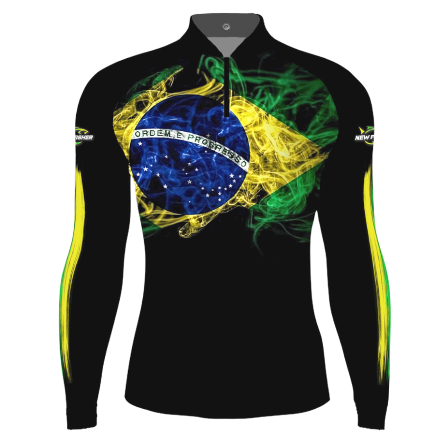 NF41M - Camisa Camiseta Blusa de Pesca Masculina New Fisher Brasil - com proteção UV50+ em Oferta na Shopee