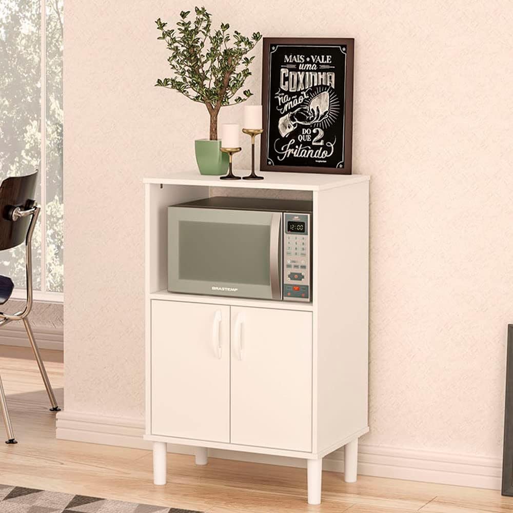 Balcão Multiuso com tampa 2 Portas 58cm Cerro Largo Politorno - Branco em Oferta na Shopee