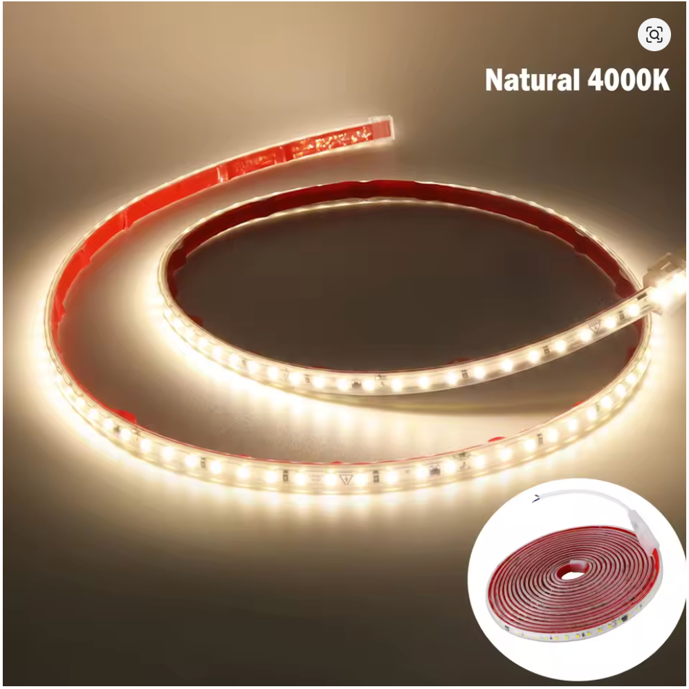 1 à 10 Metros Fita Mangueira Chata Quadrada Led 5050 Branco natural 120LEDS Direta Com Dupla face 110v/220v  Conector