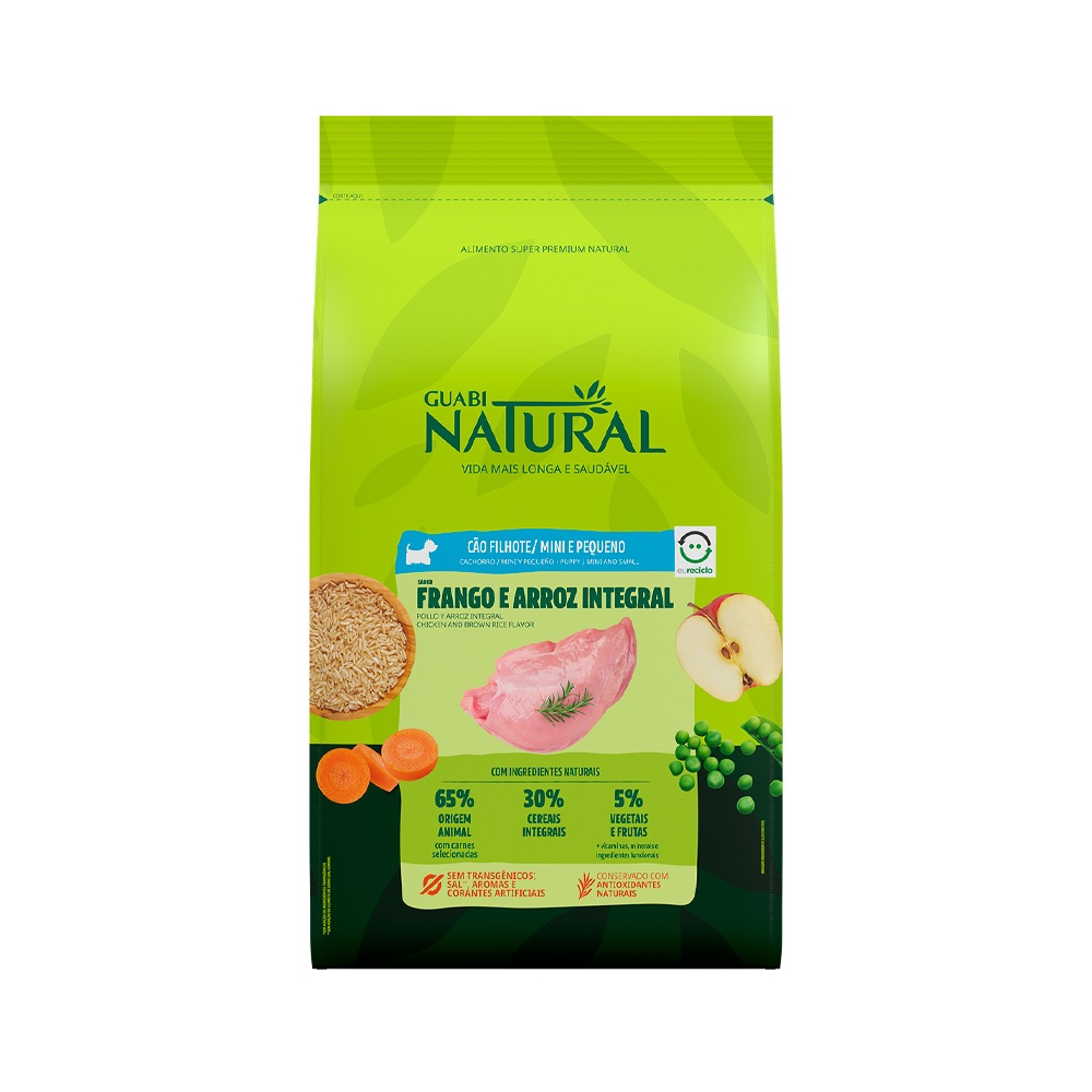 Ração Guabi Natural Cães Filhotes Porte Mini e Pequeno Frango e Arroz Integral 2,5kg