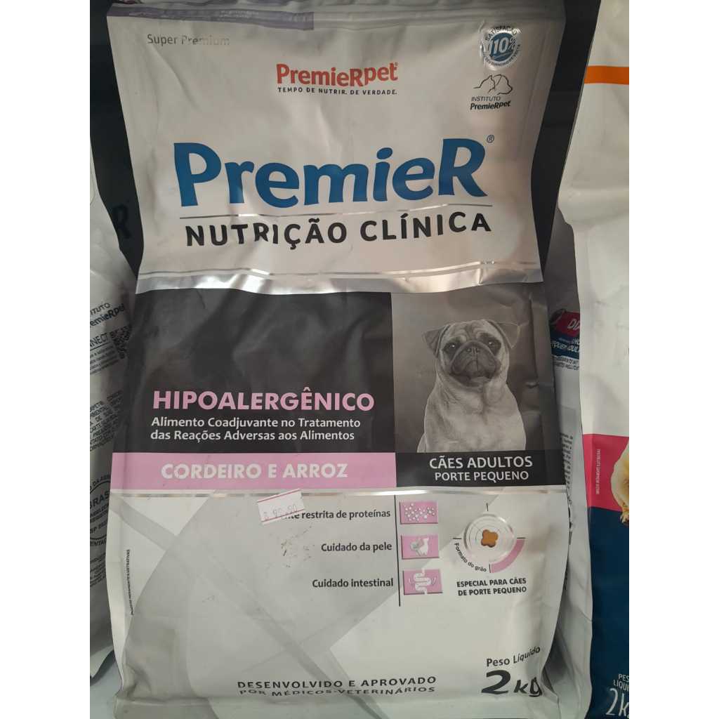 Ração Premier Nutrição Clínica Hipoalergênica para Cães Adultos de Raças Pequenas Cordeiro/Arroz 2kg