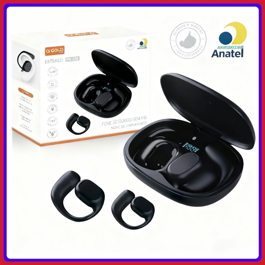 Fone de ouvido Sem fio Bluetooth Condução Óssea Esportivo Orelha Pendurada Design original A’Gold