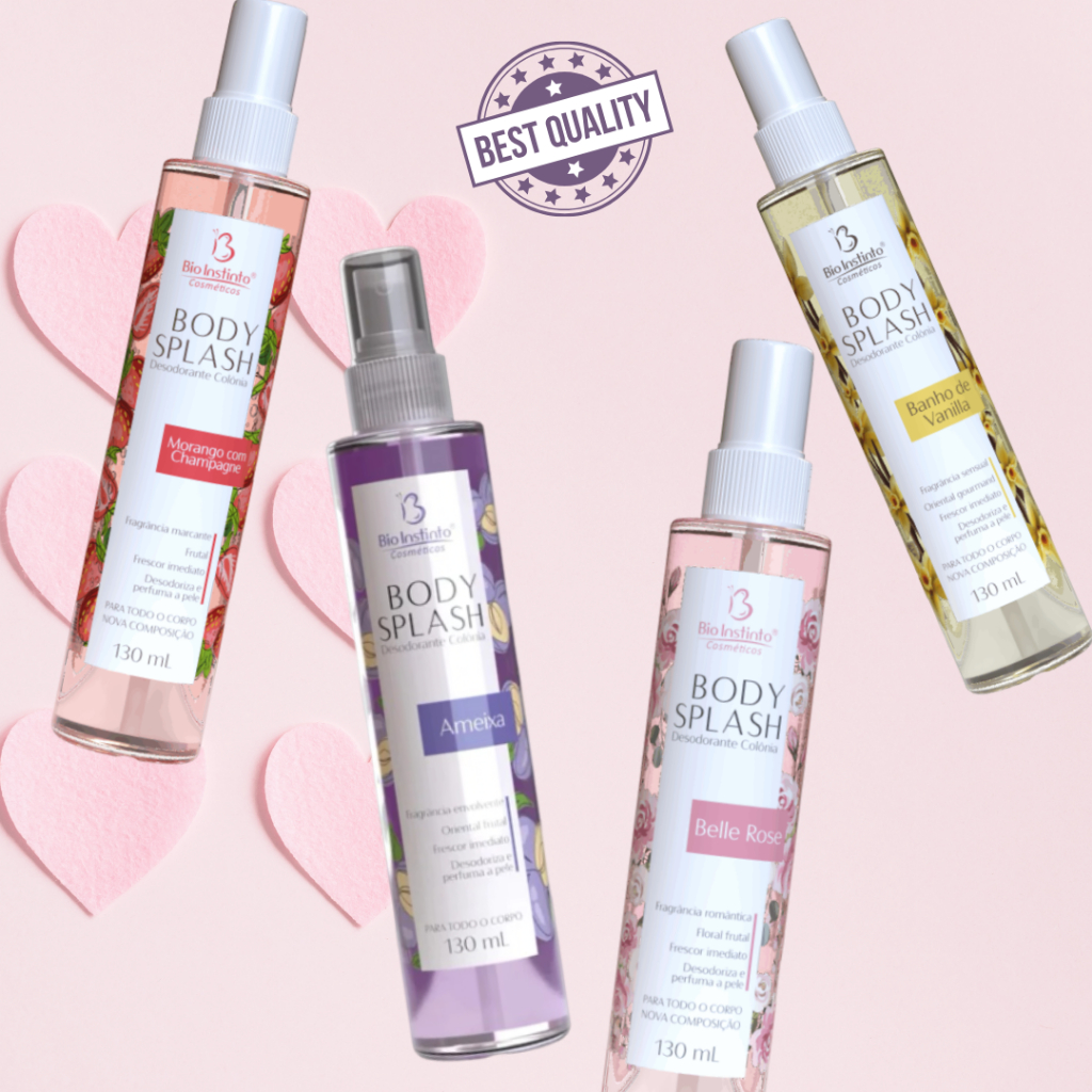 Perfume Spray Body Splash Feminino Bio Instinto 130ml – Ameixa, Vanilla, Morango e Belle Rose 🔥
