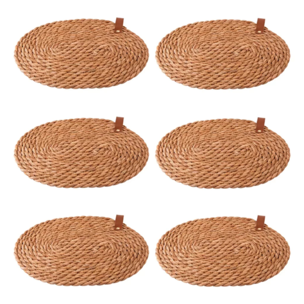 Kit 6 Sousplat Americano Redondo Palha Natural/ Rattan Jantar Almoco Cozinha Casa Jogo Americano
