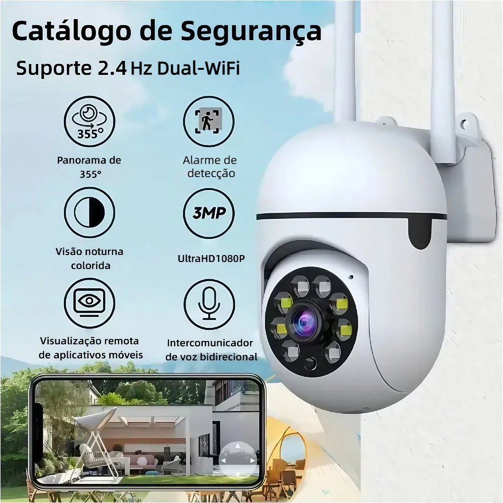 Câmera de Segurança Infravermelho À Prova D’água 1080P