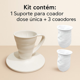 Kit Mini Filtro para Café ou Chá Individual + 3 Coadores - Dose Única - Encaixa direto na Caneca - Marca Esperança
