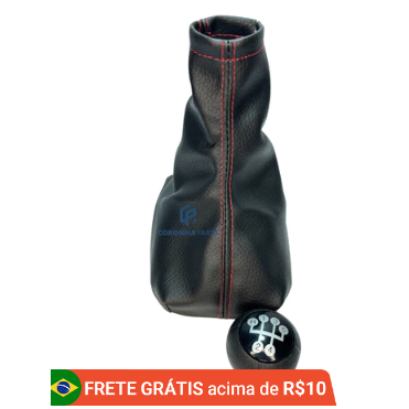 kit Coifa De Câmbio Costura Vermelha + Manopla Bola De Câmbio Corsa Celta Meriva Vectra Prisma