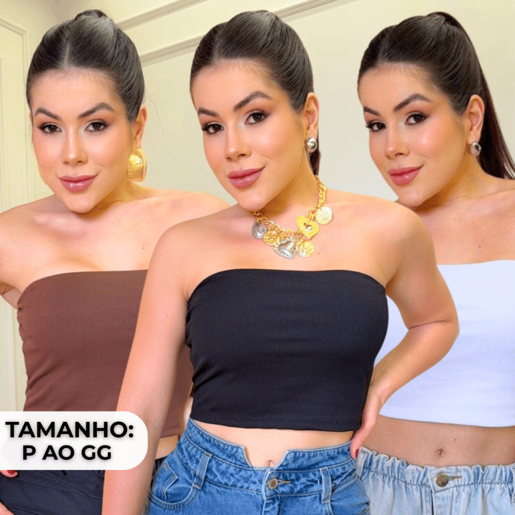 Top Faixa Cropped Canelado Feminino Tomara que Caia Sem Alça Moda Causal Elegante em Oferta na Shopee